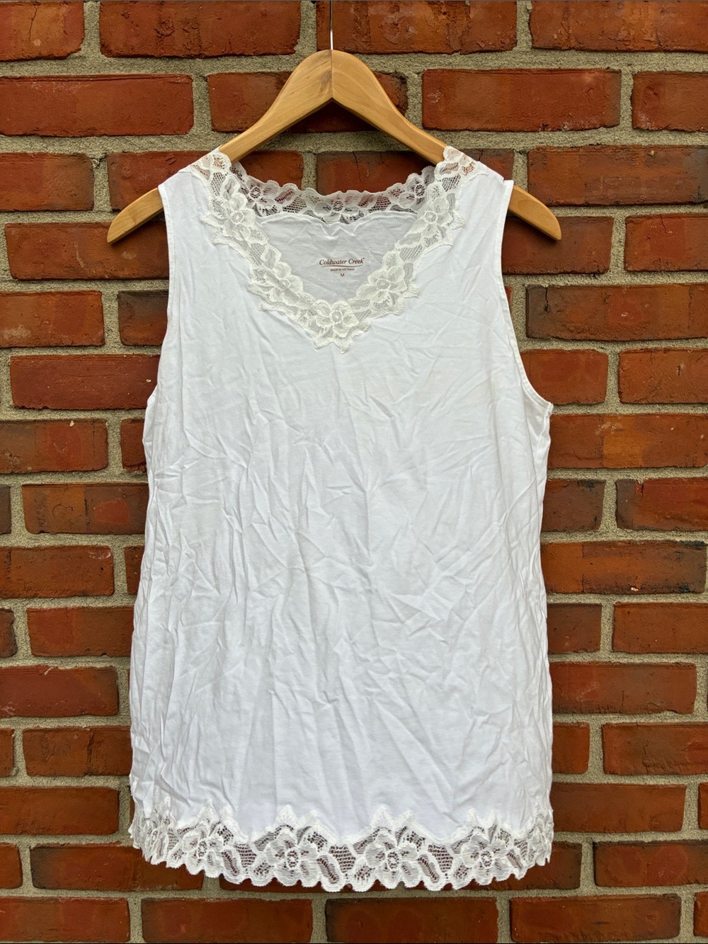 Coldwater Creek White Lace-Trim Tank Camisole